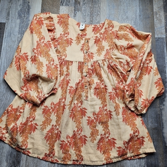 kate quinn Tops - Kate Quinn Women's XS Peasant Blouse Spice Wisteria Organic Cotton